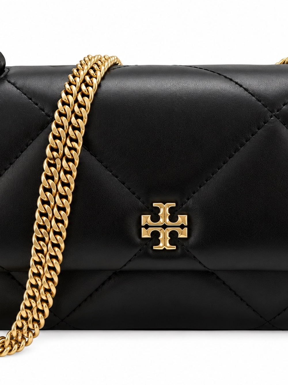 Tory Burch Black Quilted Mini Shoulder Bag with Gold Hardware